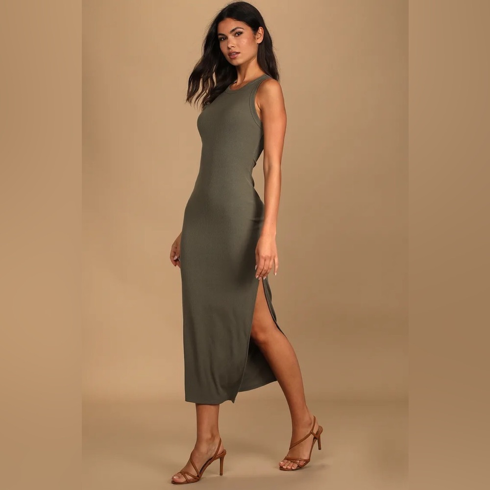 NWT Toby Heart Ginger Green Sleeveless Tank Ribbed Airleigh Maxi Bodycon Dress